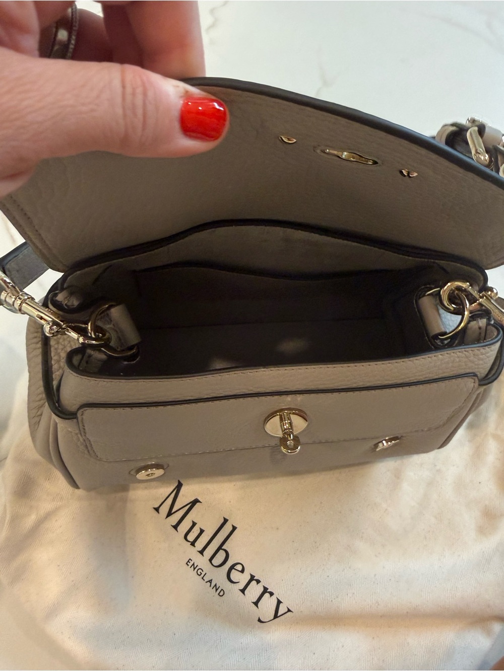 Mulberry Mini Alexa Leather Satchel in Cashmere Taupe NWOT - Picture 9 of 13